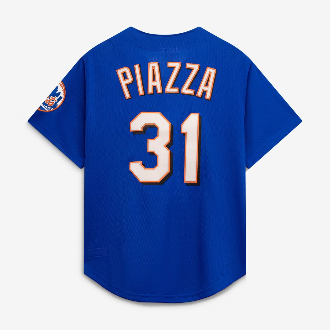 Mike Piazza New York Mets Mesh Batting Practice Button-Up Jersey - Orange