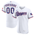 Texas Rangers Home Authentic Custom Jersey - White